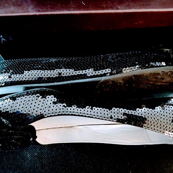 Adrienne Vittadini Black Rose Sequin AV-Swing Flats 11M - Picture 7 of 10